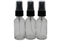 Glass Spray Bottles, Clear with Black Sprayers