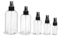 Plastic Spray Bottles with Black Fine Mist Sprayers, Clear